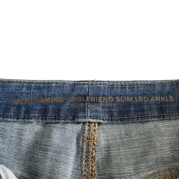 Chicos Womens So Slimming Velvet Side Seam Girlfriend Ankle Jeans Size 8 Denim - Picture 7 of 14